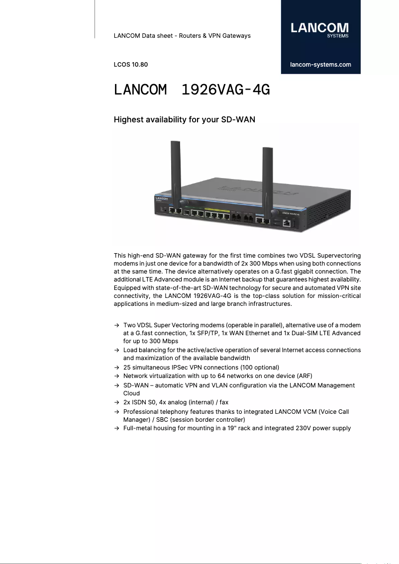 First page image of the manual for 1926VAG-4G