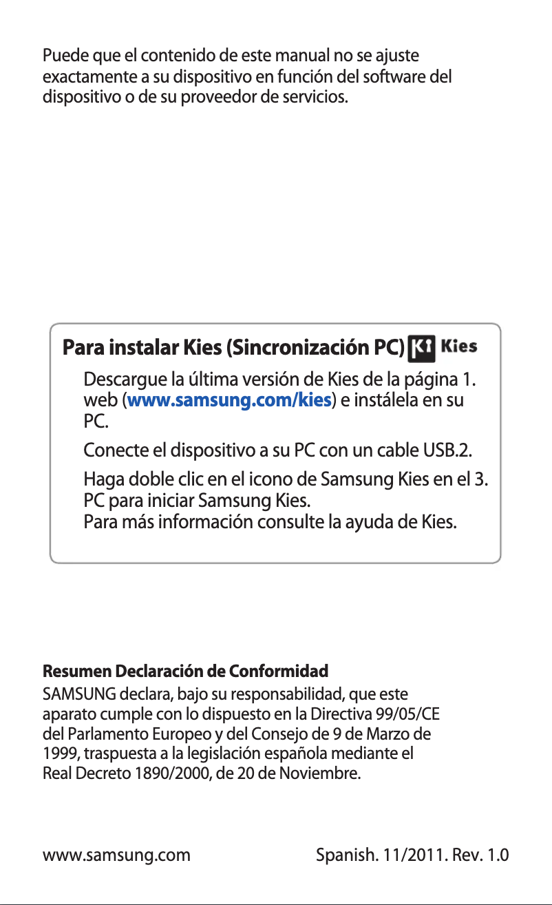Page 1 of the manual User Manual Samsung Wave III S8600
