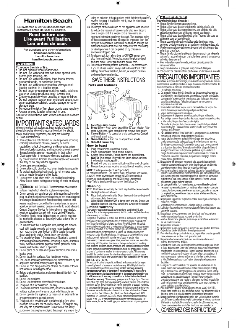 Image de la première page du manuel de l'appareil 22912