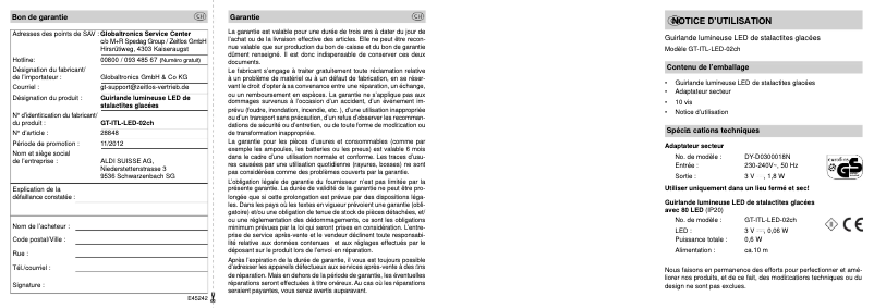 First page image of the manual for GT-ITL-LED-02