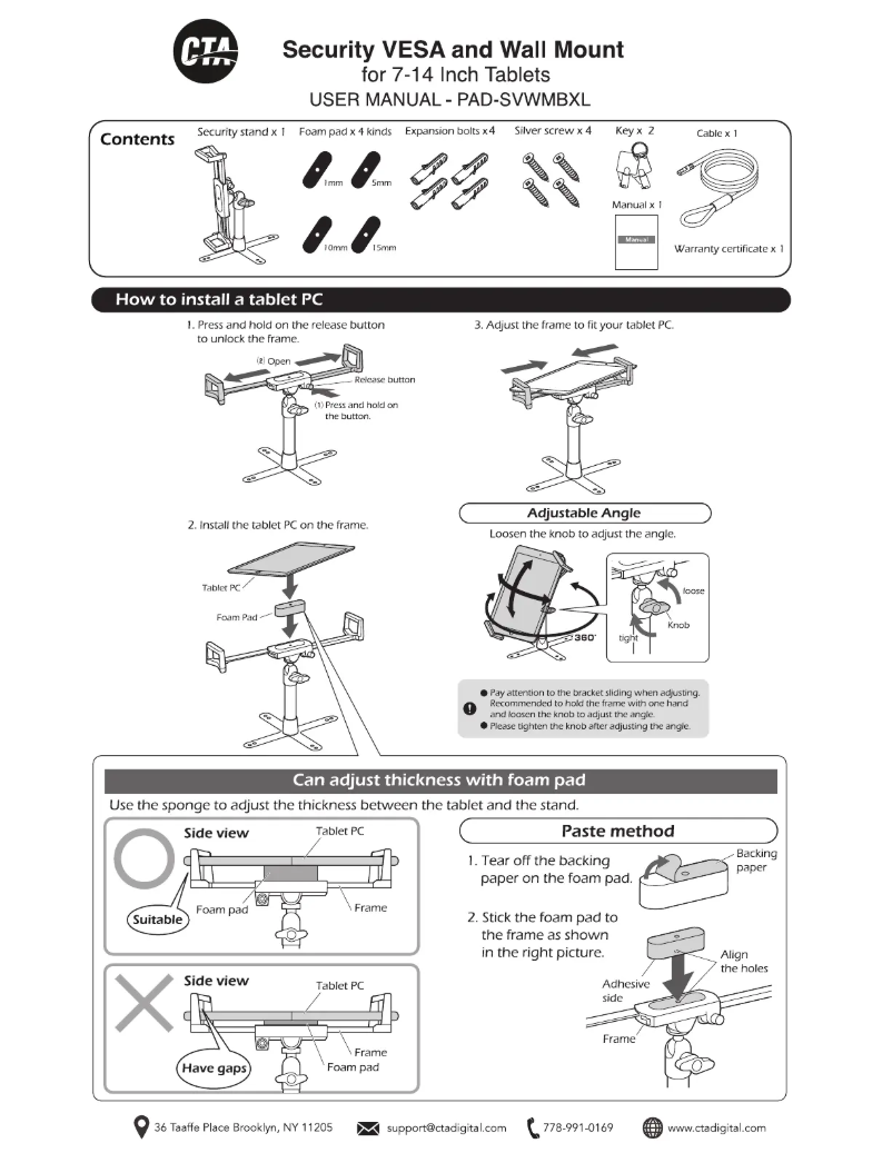 Page 1 of the manual User Manual CTA Digital PAD-SVWMBXL