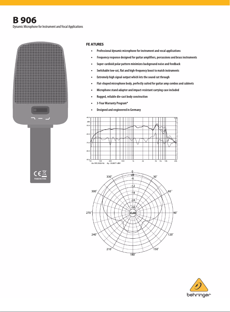 Page 1 of the manual User Manual Behringer B 906
