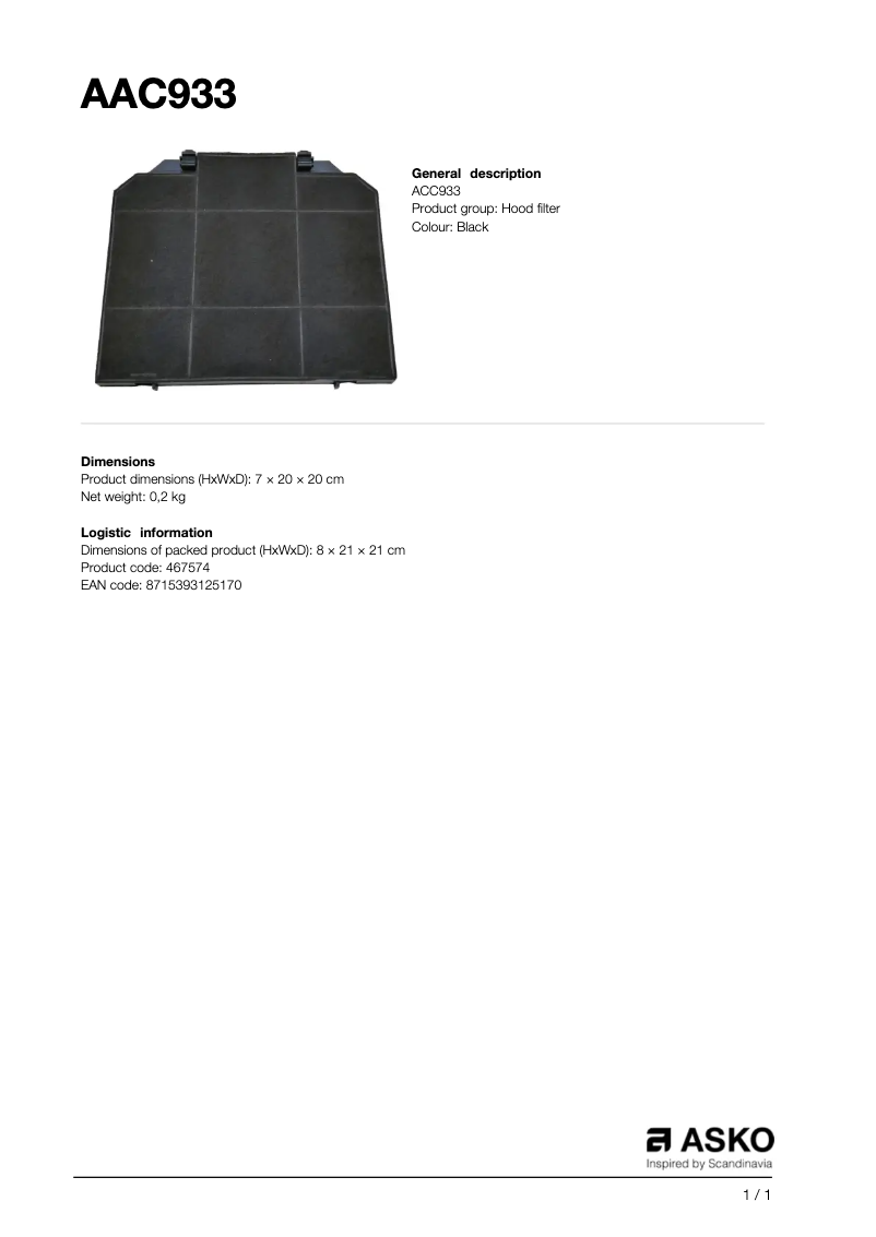 First page image of the manual for ACC933