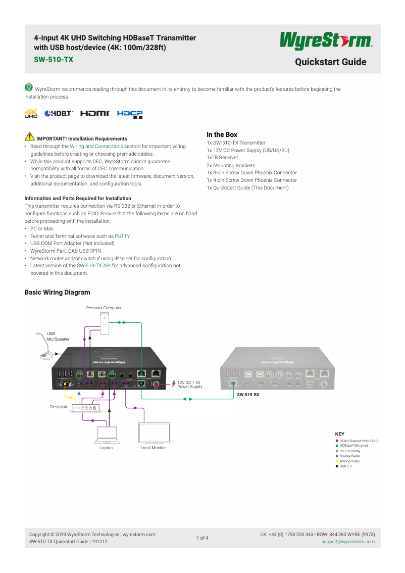 Image de la première page du manuel de l'appareil SW-510-TX