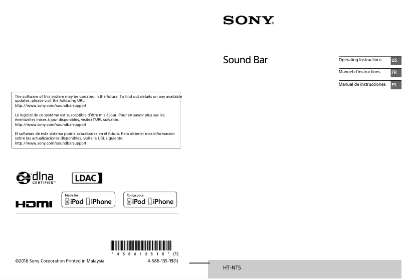 Page 1 of the manual User Manual Sony HT-NT5
