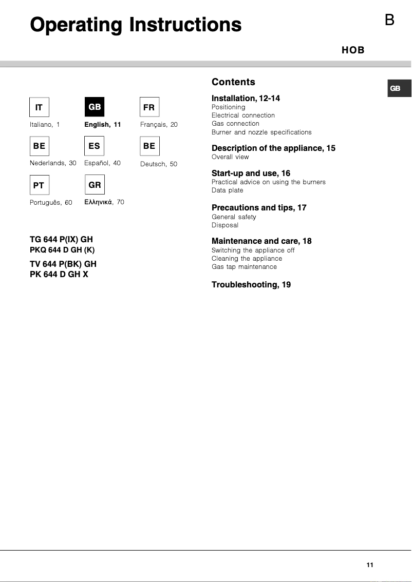 Page 1 of the manual User Manual Ariston Thermo PK644DGH