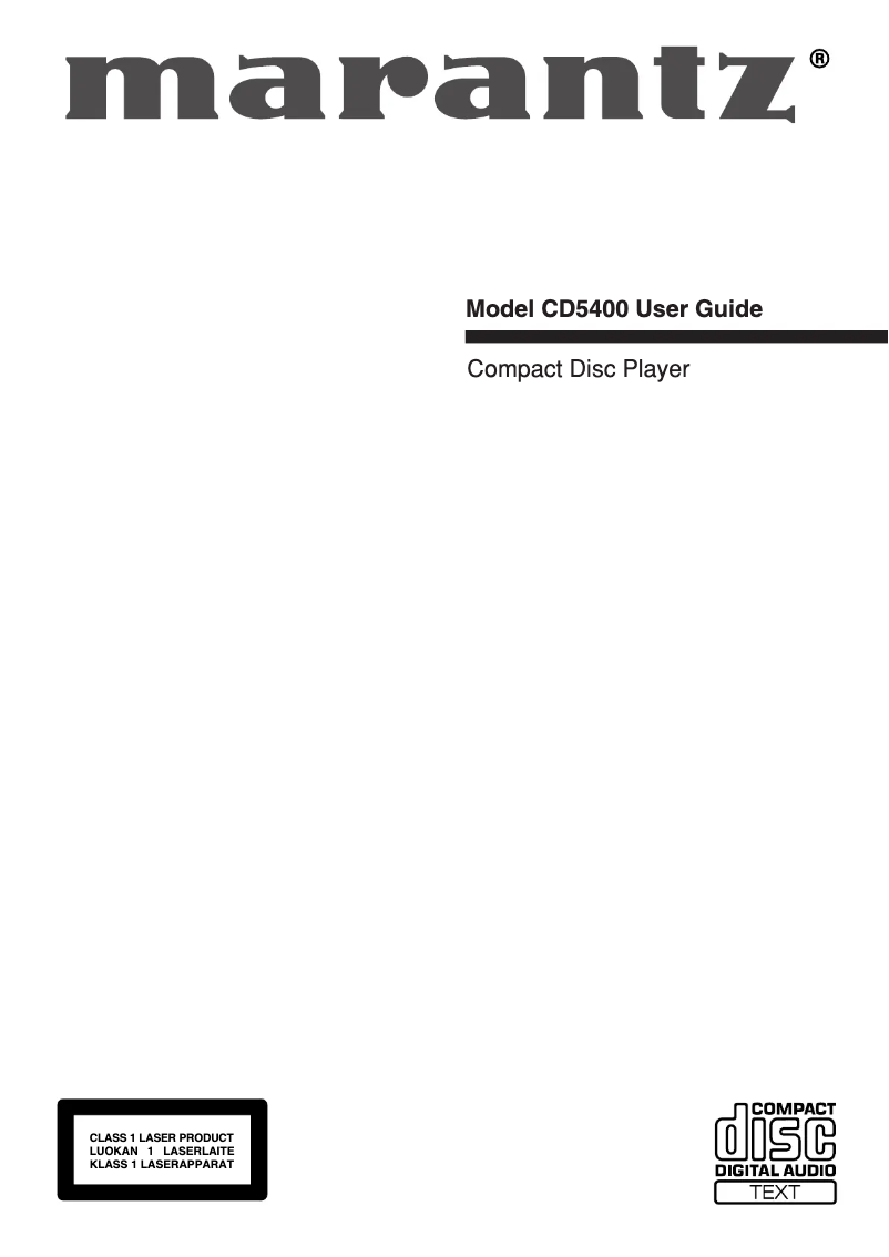 Page 1 of the manual User Manual Marantz CD5400
