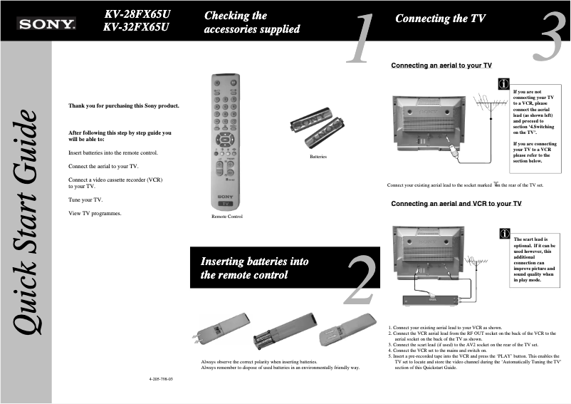 First page image of the manual for KV-32FX65U