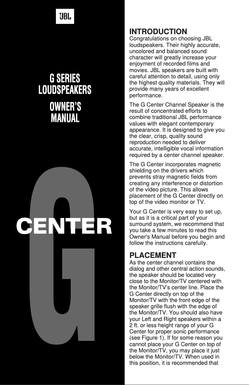 First page image of the manual for G Center