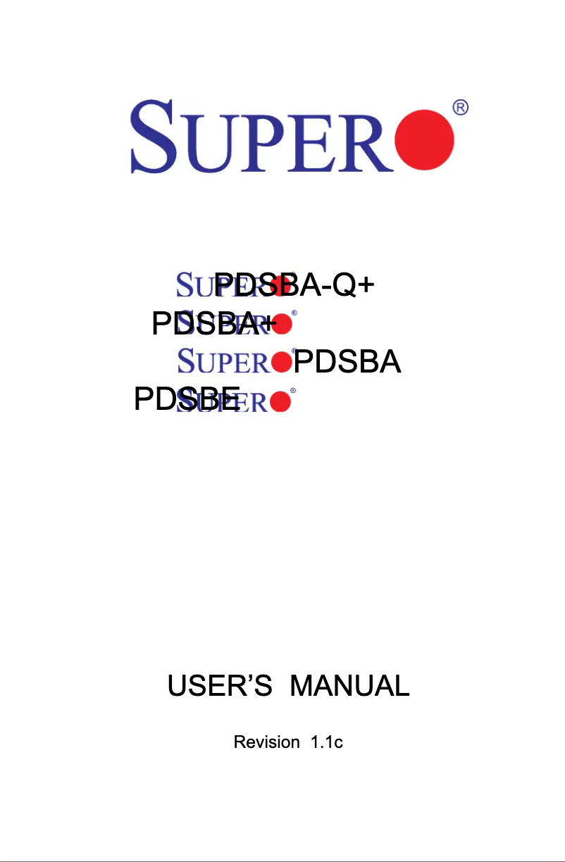 First page image of the manual for PDSBA