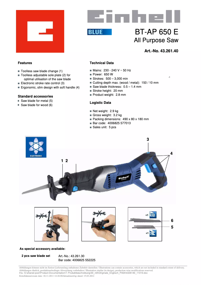 First page image of the manual for BT-AP 650 E