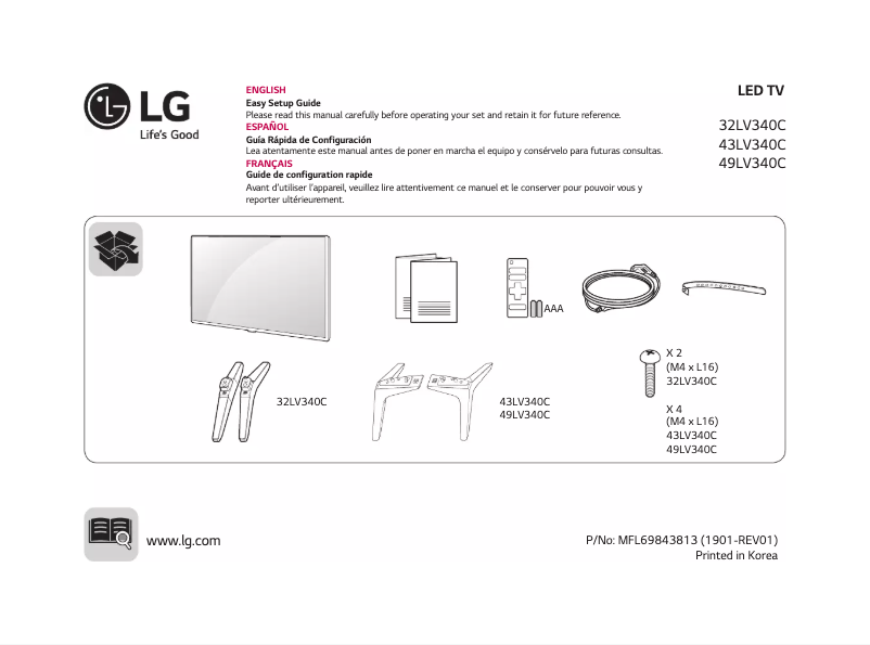 First page image of the manual for 32LV340CLA
