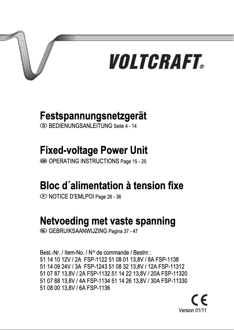 Page 1 of the manual User Manual Voltcraft FSP-11330