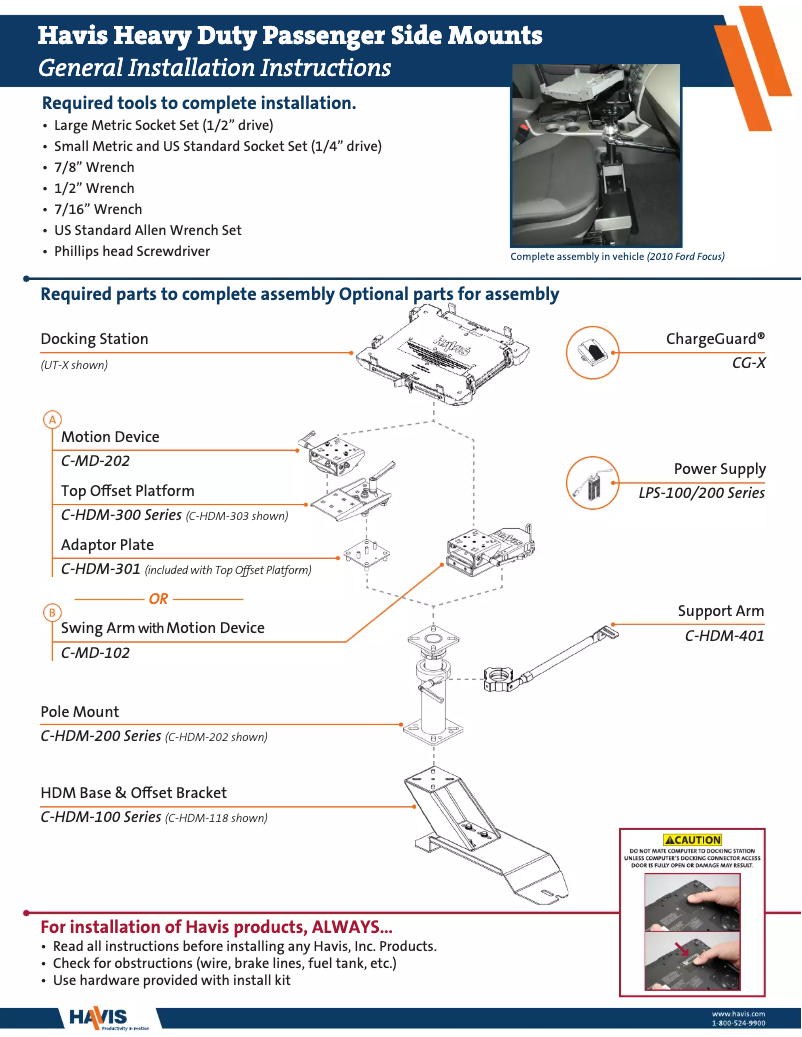 Page 1 de la notice Manuel utilisateur Havis PKG-PSM-207