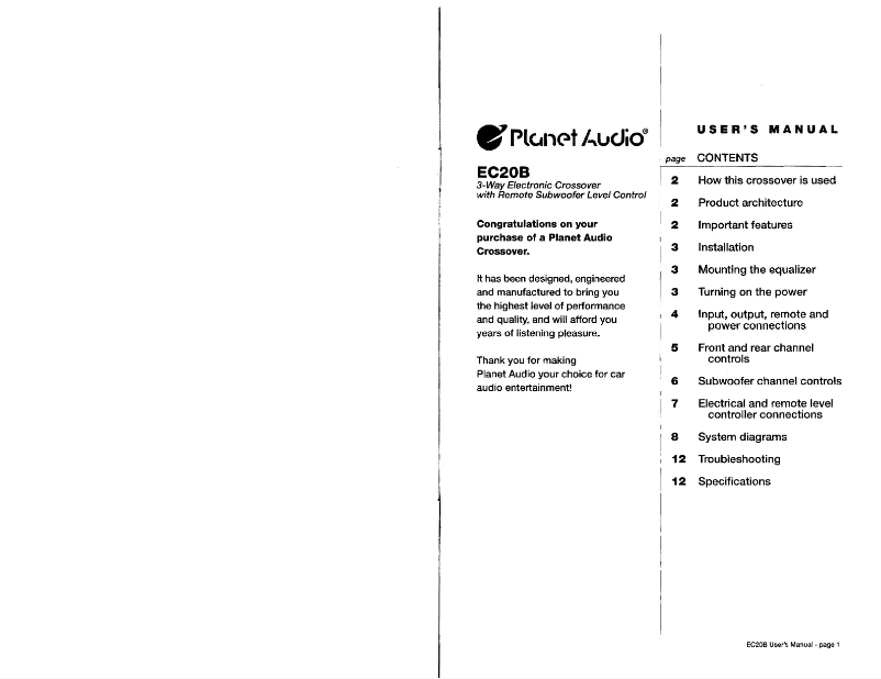 First page image of the manual for EC20B