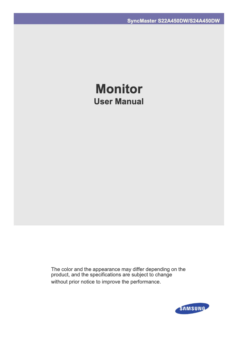 Page 1 of the manual User Manual Samsung SyncMaster S24A450DW