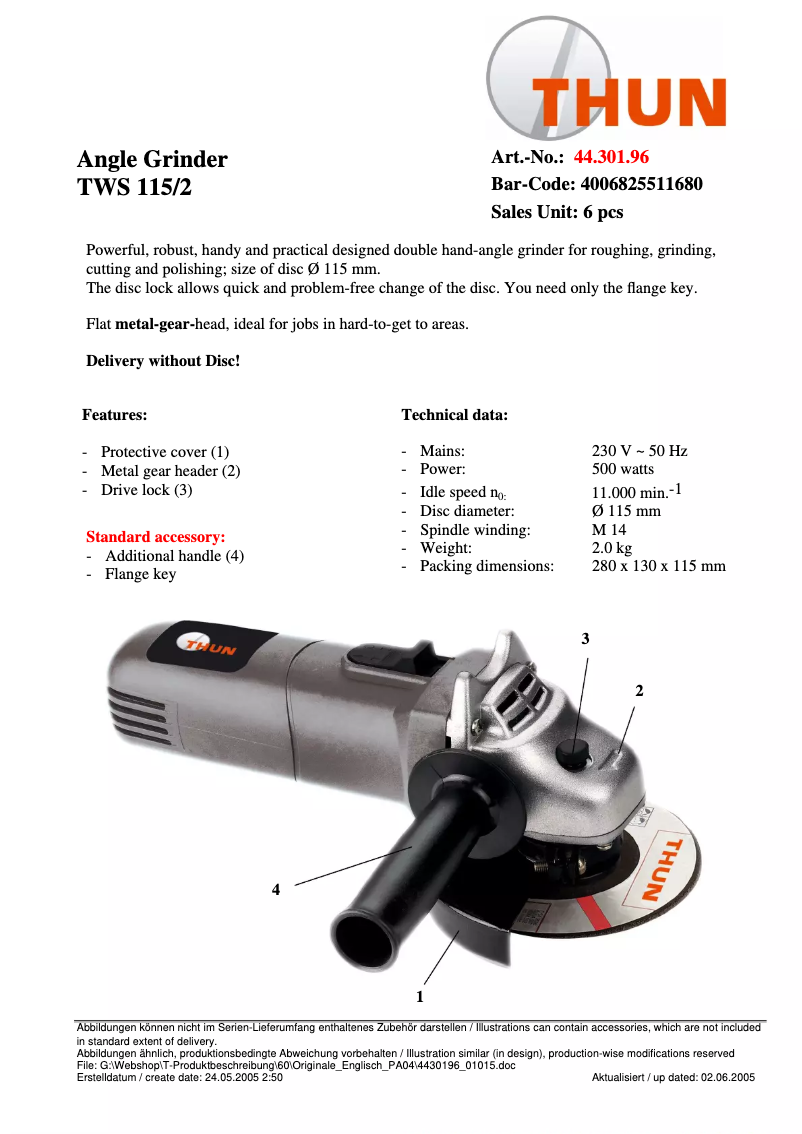 First page image of the manual for TWS 115-2