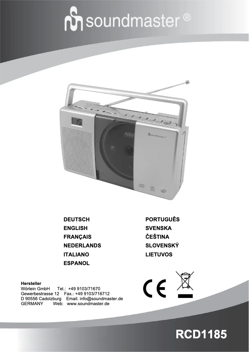 Page 1 of the manual User Manual Soundmaster RCD1185