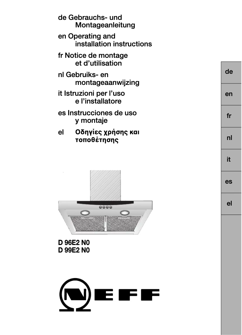 Page 1 of the manual User Manual Neff D96E2N0