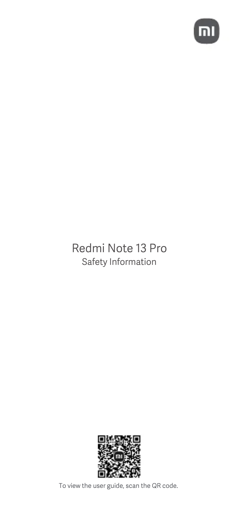 First page image of the manual for Redmi Note 13 Pro