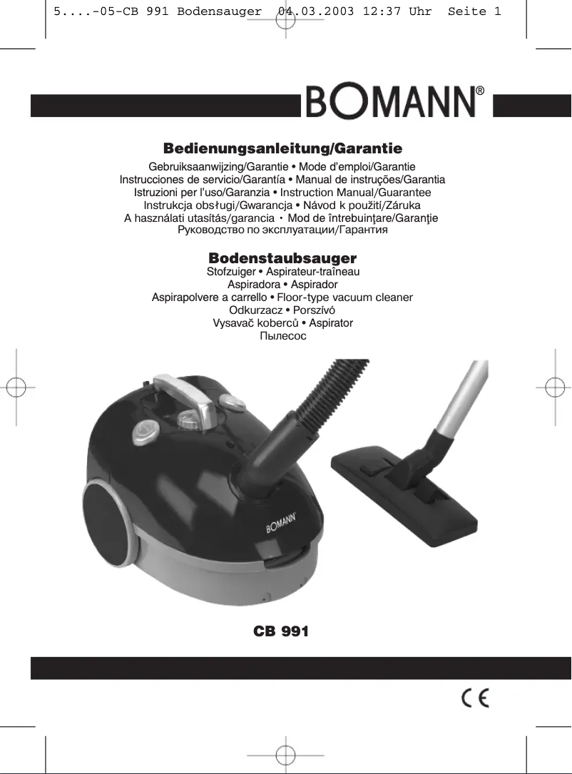 First page image of the manual for CB 991