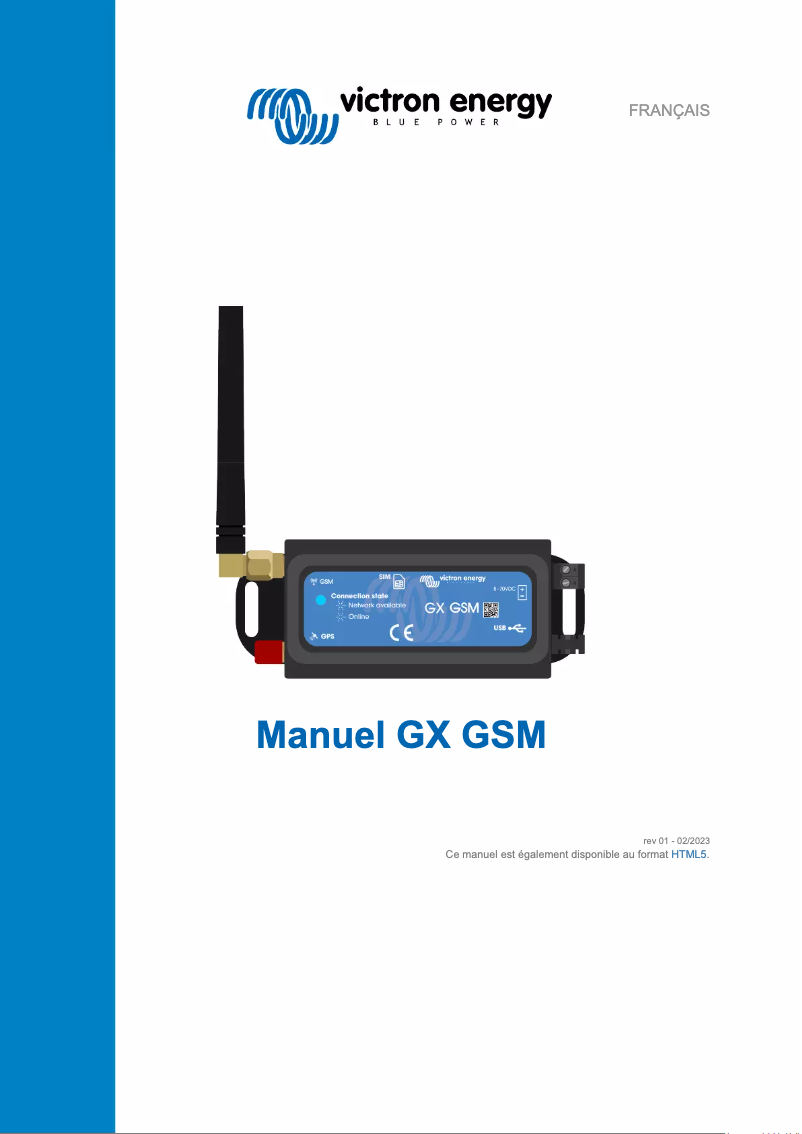 Page 1 of the manual User Manual Victron Energy GX GSM