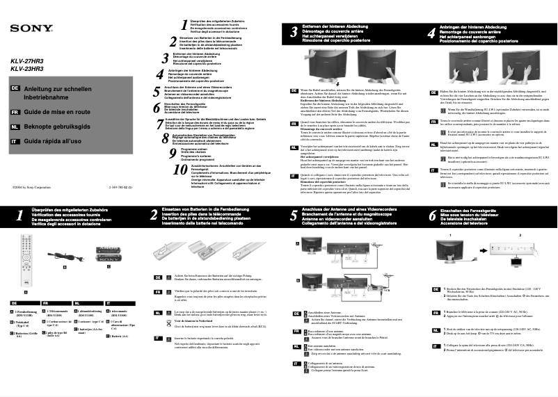 Page 1 of the manual Installation Guide Sony KLV-23HR3