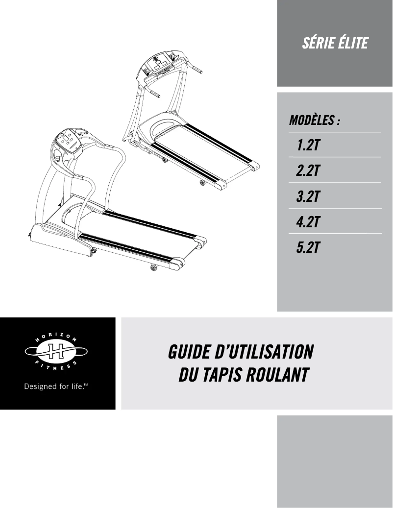 Page 1 de la notice Manuel utilisateur Horizon Fitness Elite 3.2T
