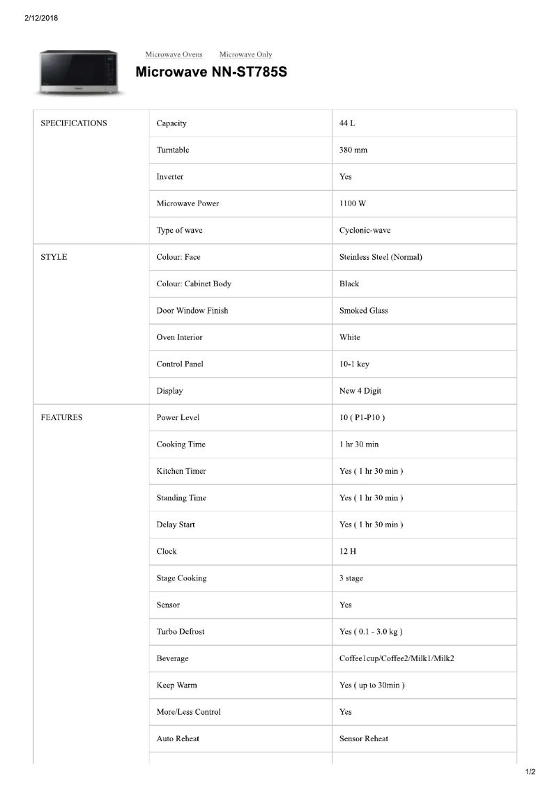 First page image of the manual for Inverter NN-ST785S
