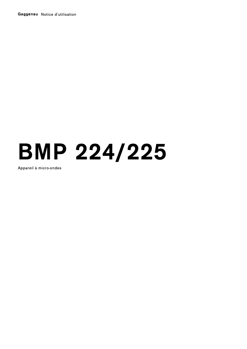 First page image of the manual for BMP225100