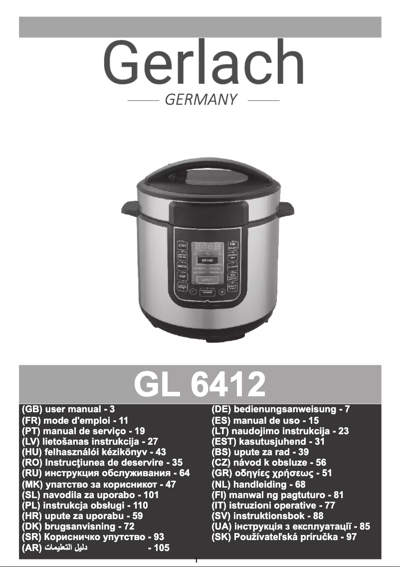 Page 1 of the manual User Manual Gerlach GL 6412