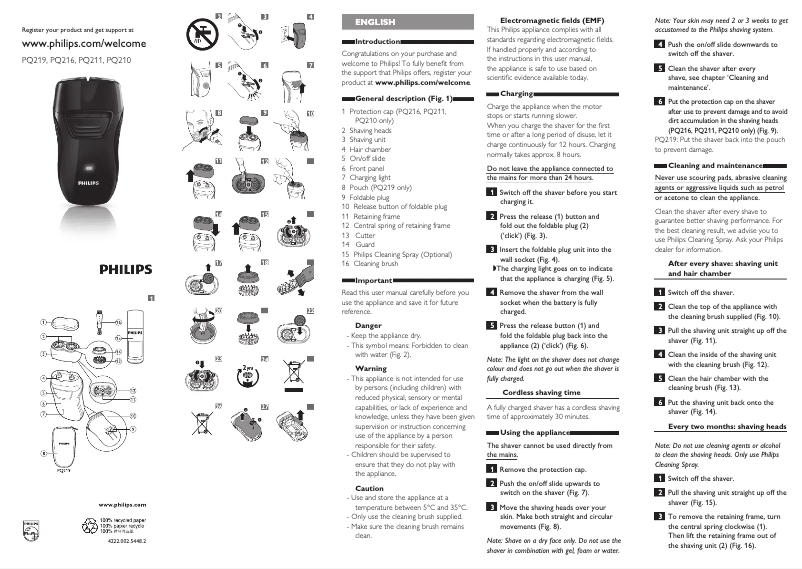 First page image of the manual for PQ211