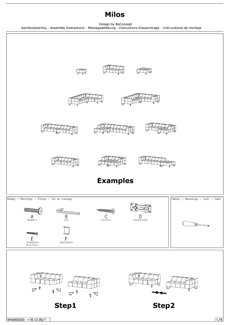 First page image of the manual for Milos