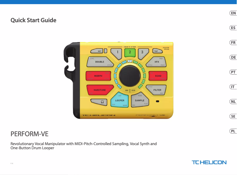 Page 1 of the manual Quick Start Guide TC Helicon Perform-VE