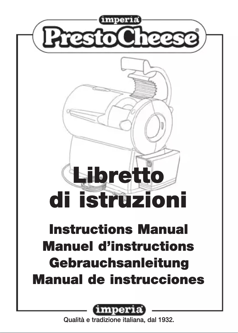 Page 1 de la notice Manuel utilisateur Imperia Presto Cheese