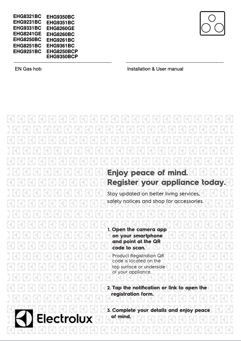 First page image of the manual for EHG9231BC