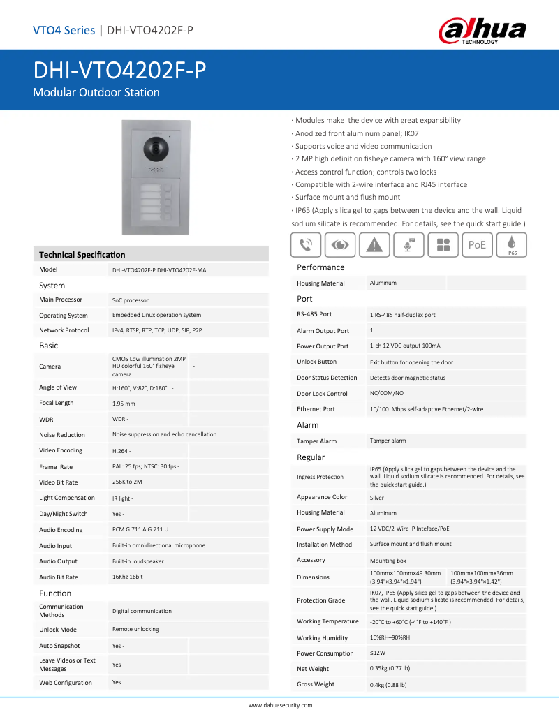 Page 1 of the manual User Manual Dahua Technology VTO4202F-MB1
