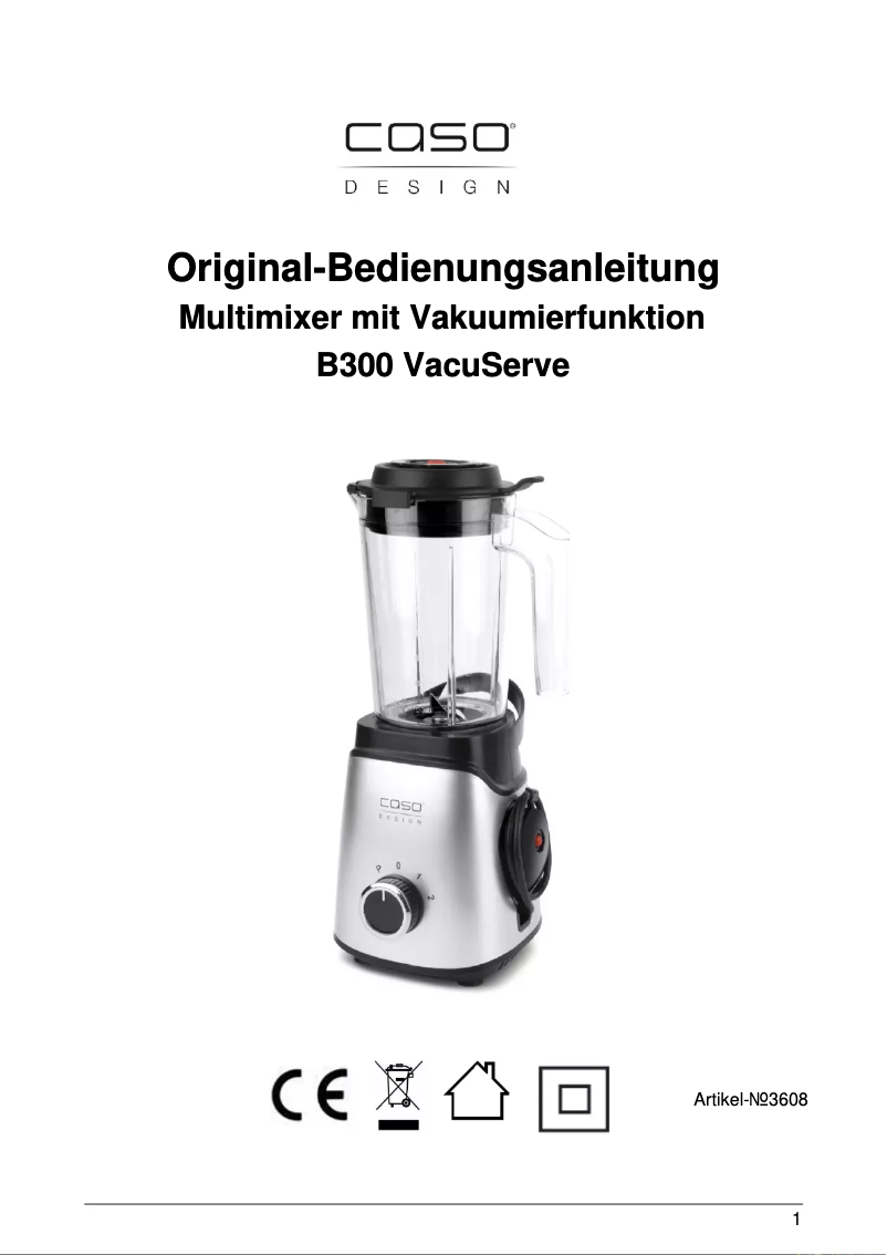 Page 1 of the manual User Manual Caso B300 VacuServe