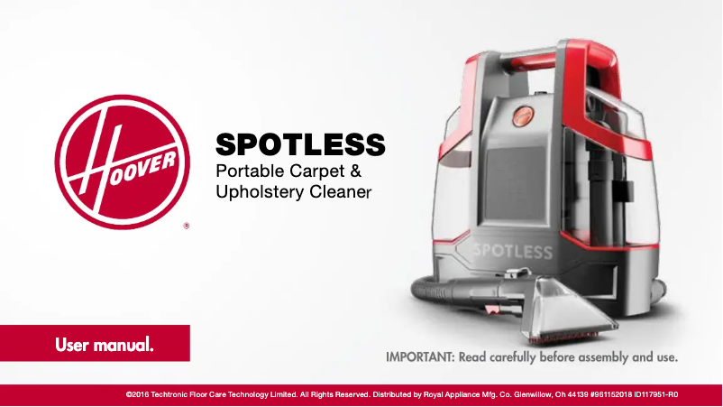 Page 1 of the manual User Manual Hoover Spotless FH11300