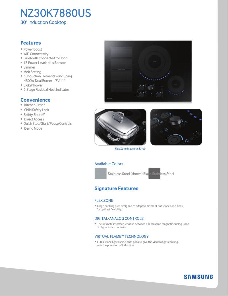 Page 1 of the manual Warranty Information Samsung NZ30K7880US