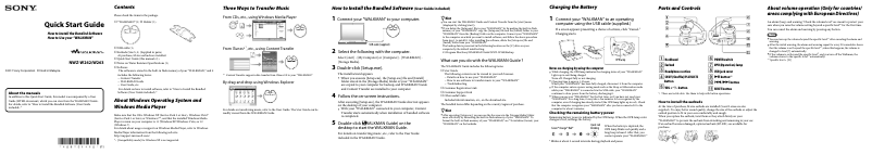 Page 1 of the manual Installation Guide Sony Walkman NWZ-W262