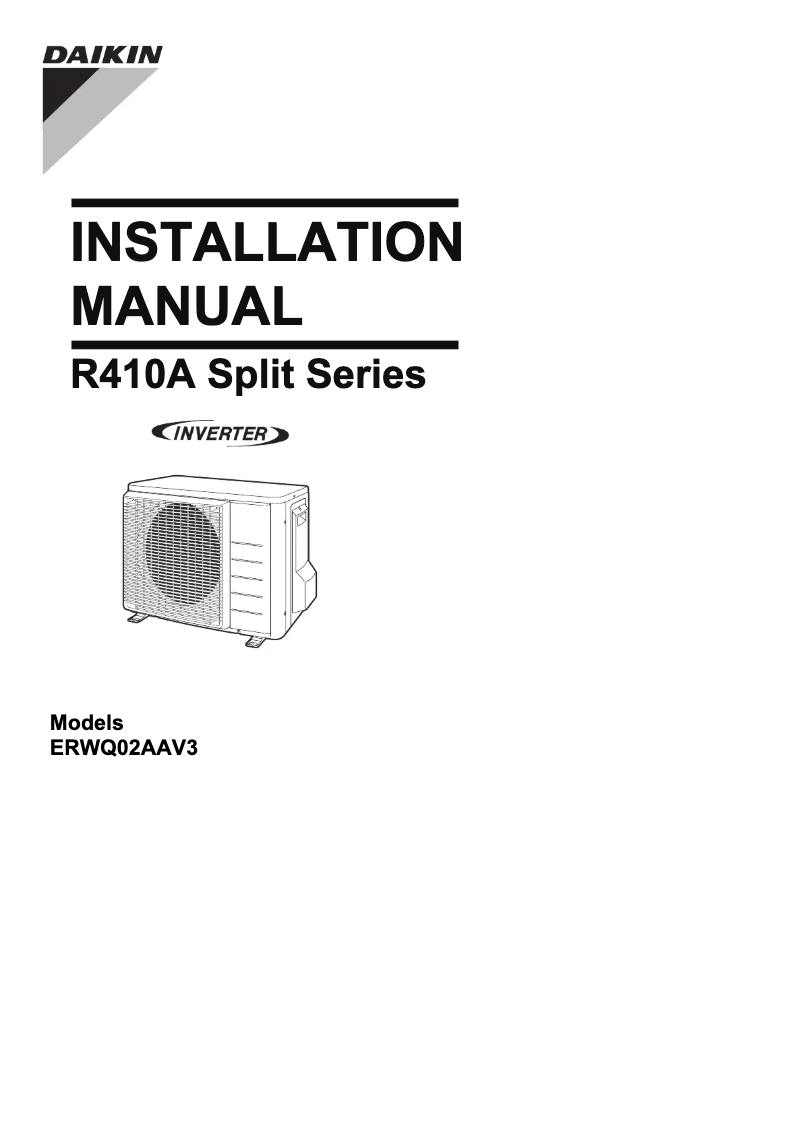 Page 1 of the manual User Manual Daikin ERWQ02AAV3