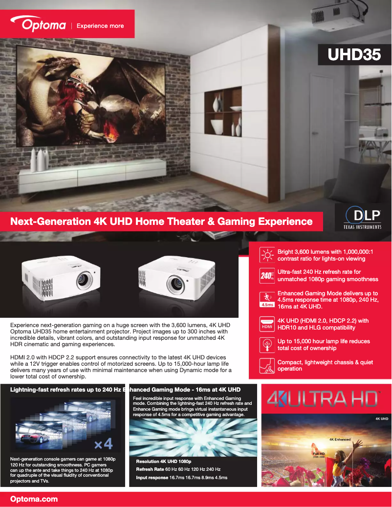 First page image of the manual for UHD35