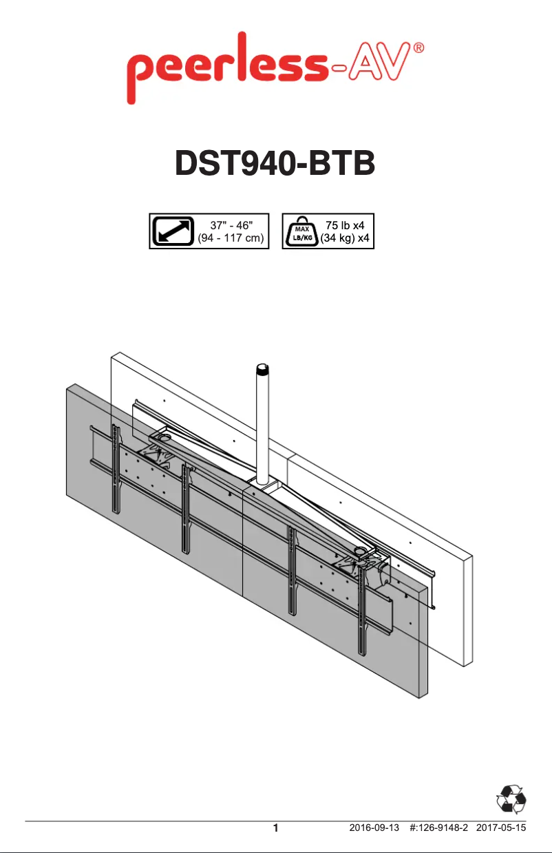 Page 1 de la notice Manuel utilisateur Peerless-AV DST940-BTB