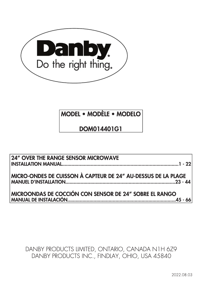 First page image of the manual for DOM014401G1