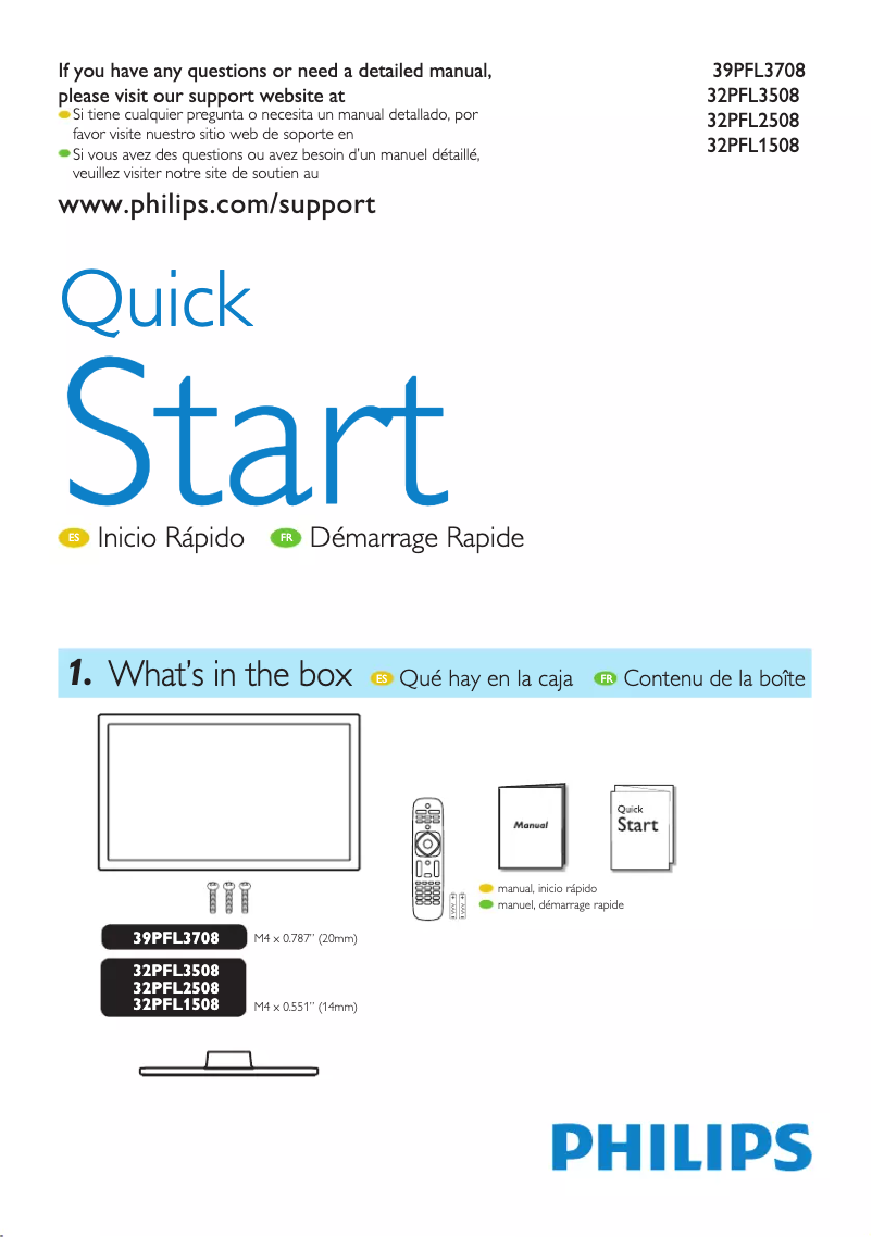 First page image of the manual for 32PFL1508/F8