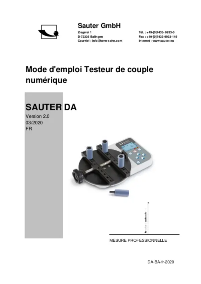 Page 1 of the manual User Manual Kern DA 1-4