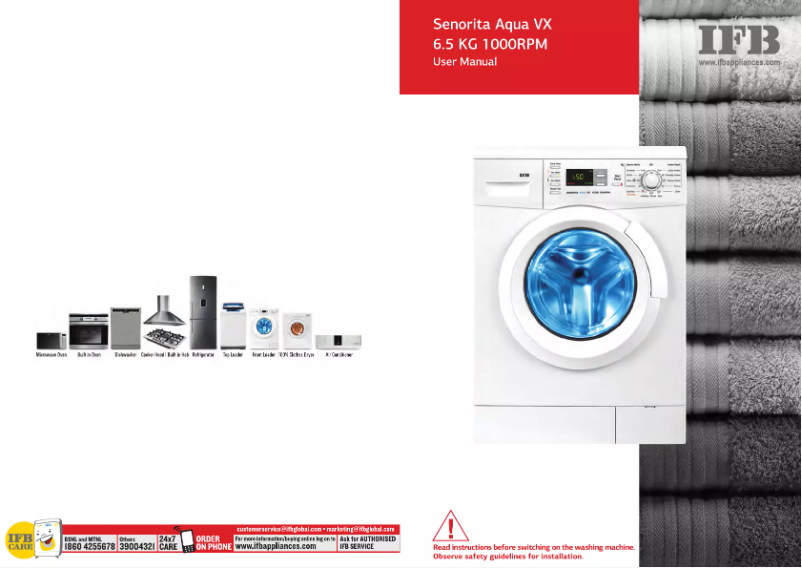 Page 1 of the manual User Manual IFB Senorita Aqua VX