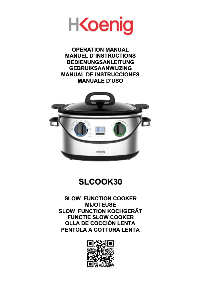 First page image of the manual for SLCOOK30