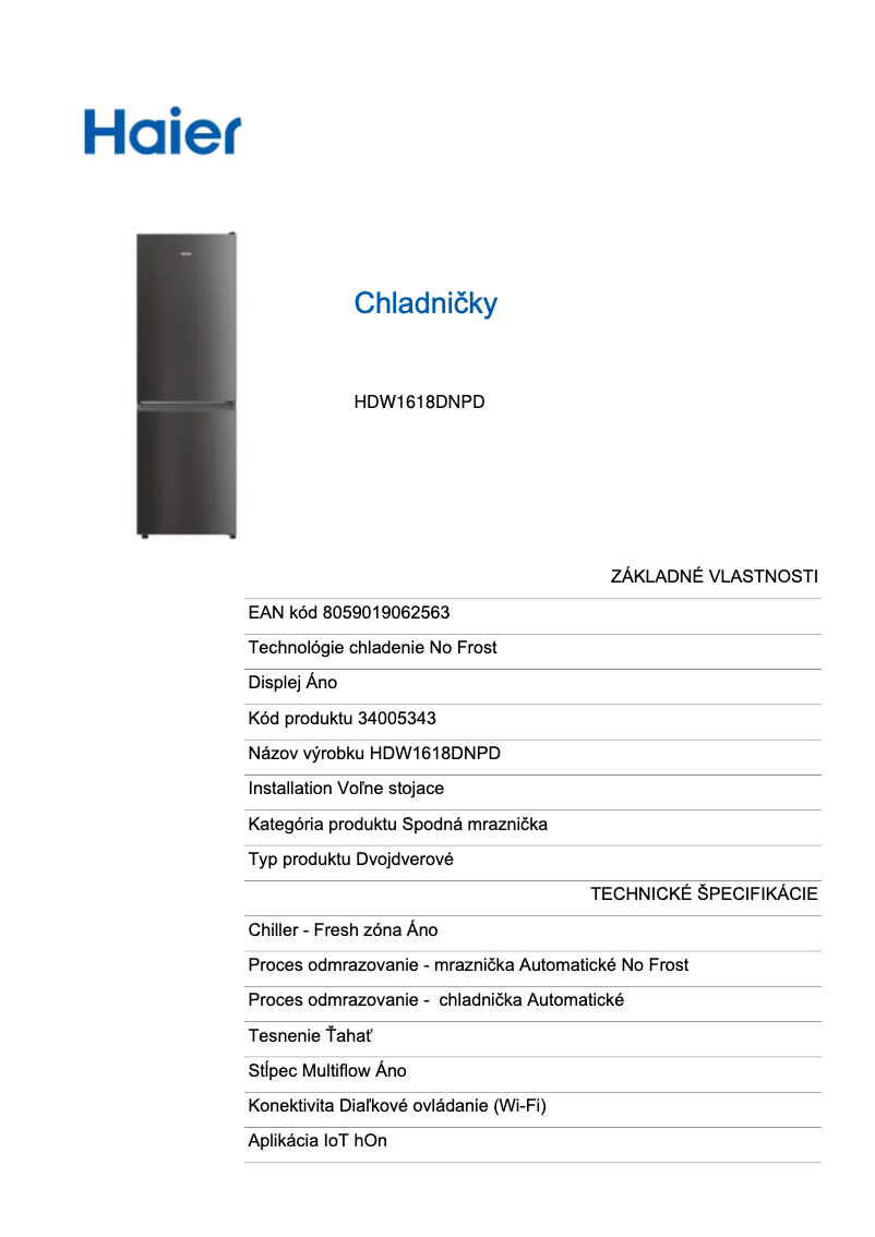 Page 1 of the manual Energy Label Haier HDW1618DNPD